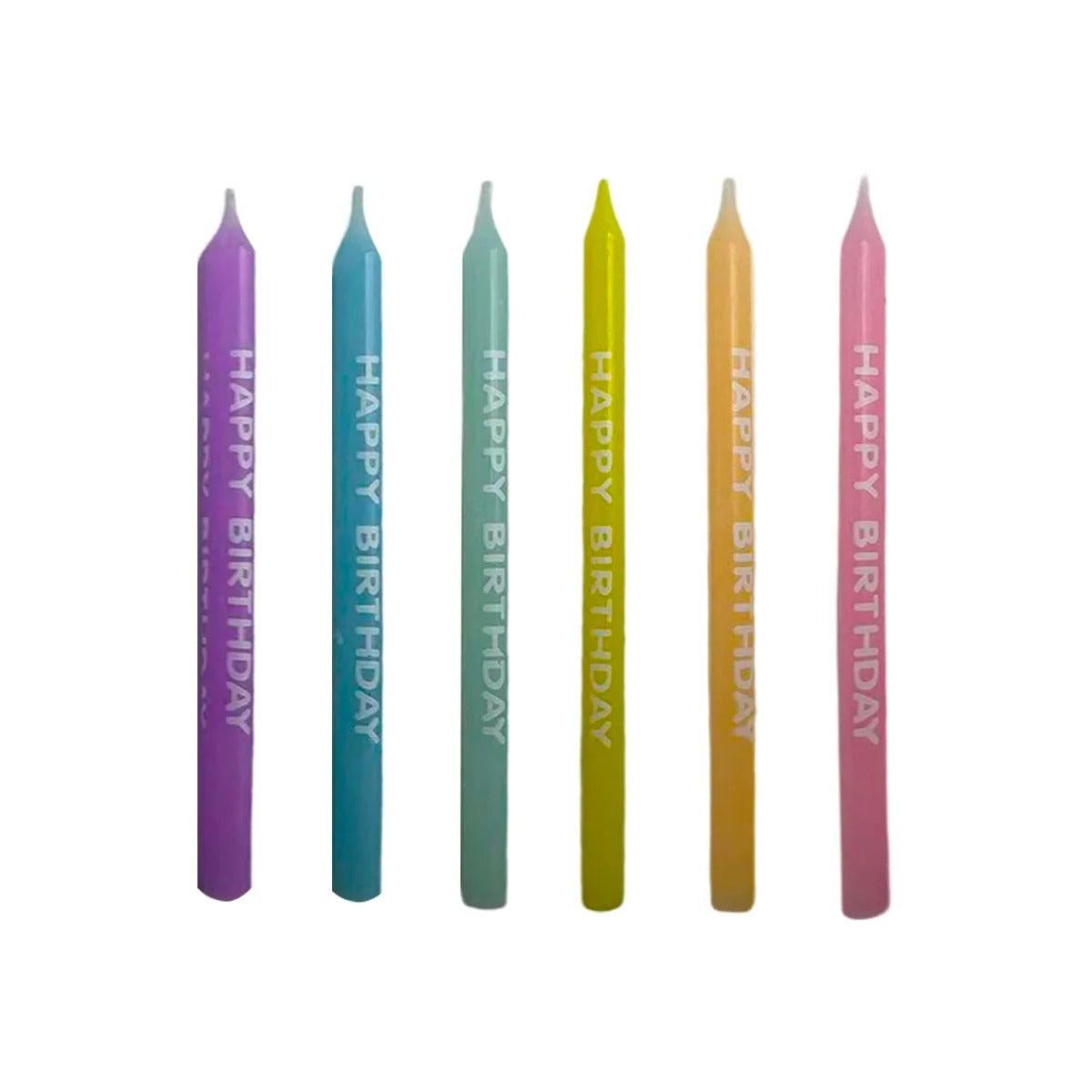 Pastel HAPPY BIRTHDAY Printed Candles 12pk