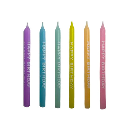 Pastel HAPPY BIRTHDAY Printed Candles 12pk