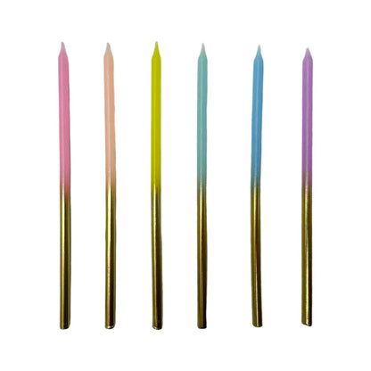 Pastel Ombre Metallic Gold Party Candles 12pk
