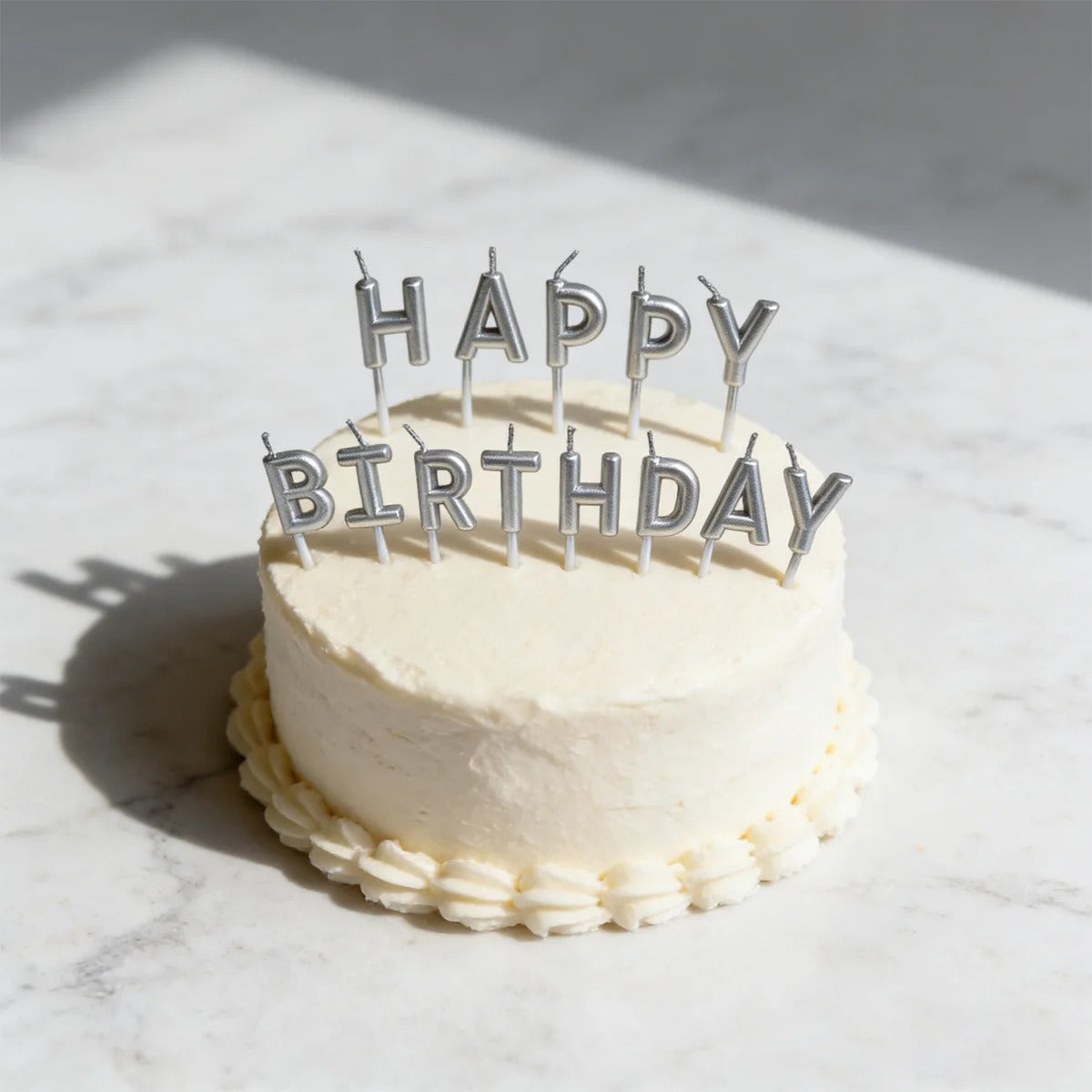 Silver HAPPY BIRTHDAY Candles