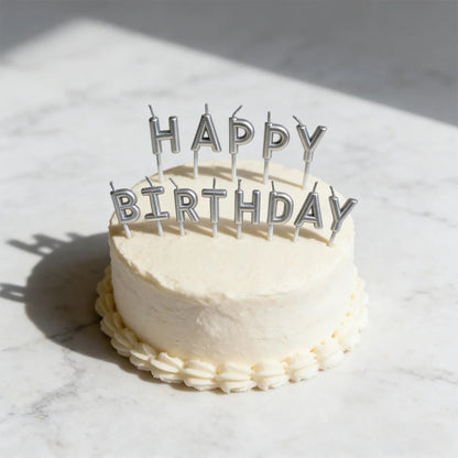 Silver HAPPY BIRTHDAY Candles