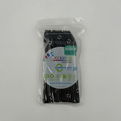 Black Plastic Spoon Pack 20 image 0