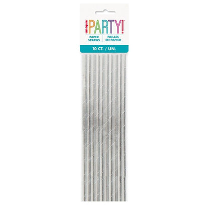 Silver Foil 10pk Paper Straws