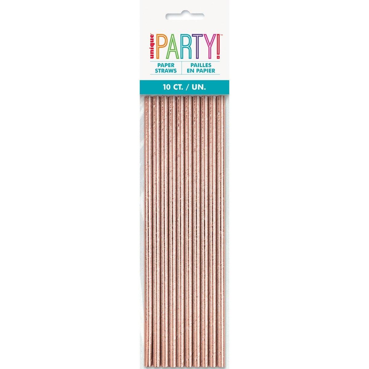 Rose Gold Foil 10pk Paper Straws
