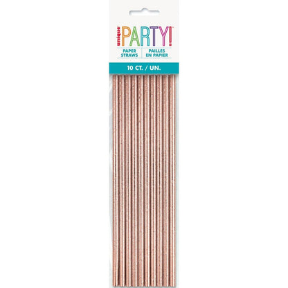 Rose Gold Foil 10pk Paper Straws