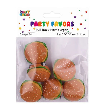 Party Favors - 6pk Pull-Back Hamburger Cars