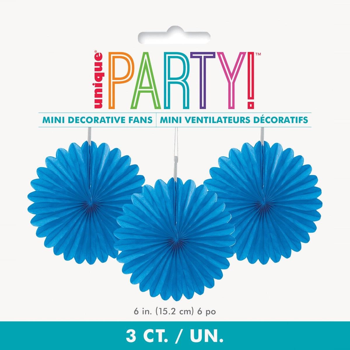 Decorative Fans 15cm 3pk -R/Blue