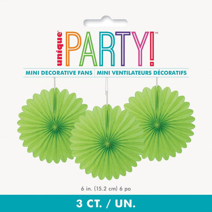 Decorative Fans 15cm 3pk-L/Green