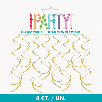 Hanging Swirls 8pk - Gold