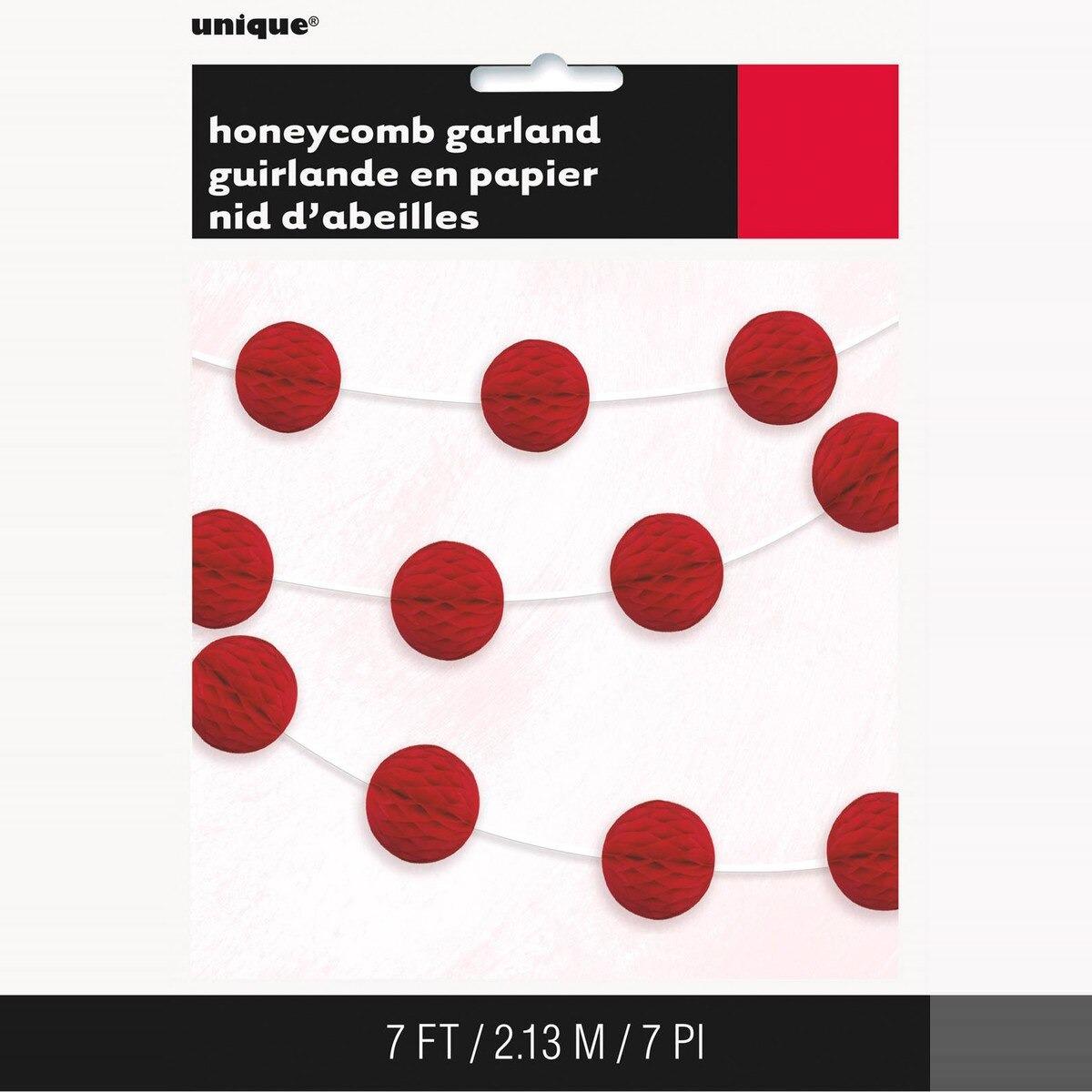 Honeycomb Ball Garland 2.1M - Red