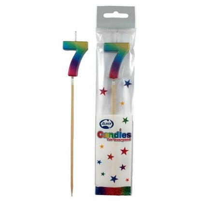 CANDLE RAINBOW METALLIC LONG STICK #7 image 0