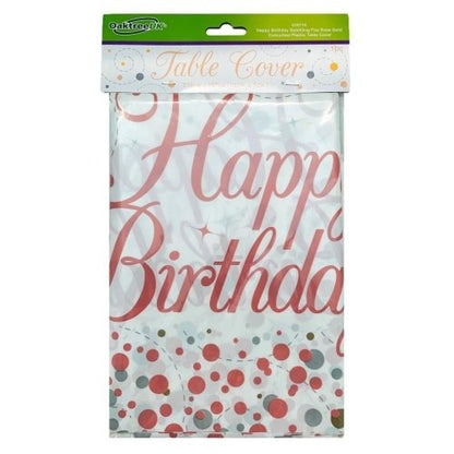 Sparkling Fizz Rose Gold Table Cover Happy Birthday