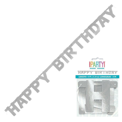 Happy B'Dday Silver Deluxe Jointed Banner