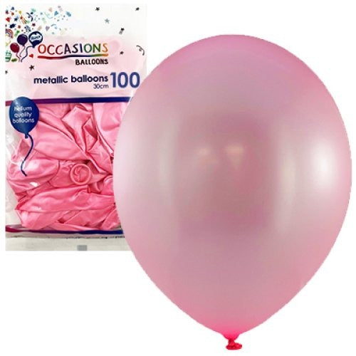 Metallic 30cm Latex Balloons 100pk - Light Pink image 0