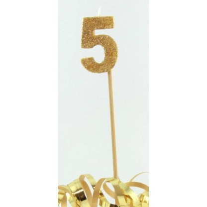CANDLE GOLD GLITTER LONG STICK #5 image 0