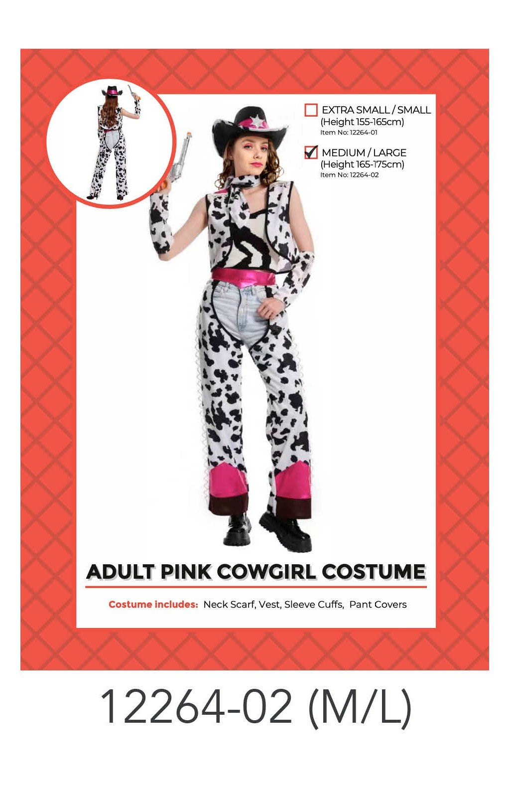 Adult Cowprint Cowgirl Costume M/L image 0