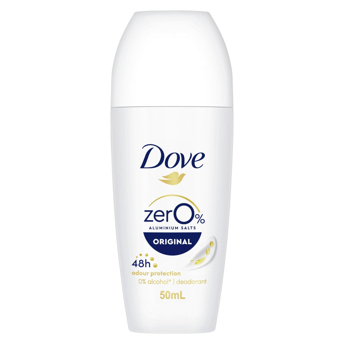 DOVE 50mL DEODORANT 48H ODOUR PROTECTION ZERO ALUMINIUM SALTS ORIGINAL