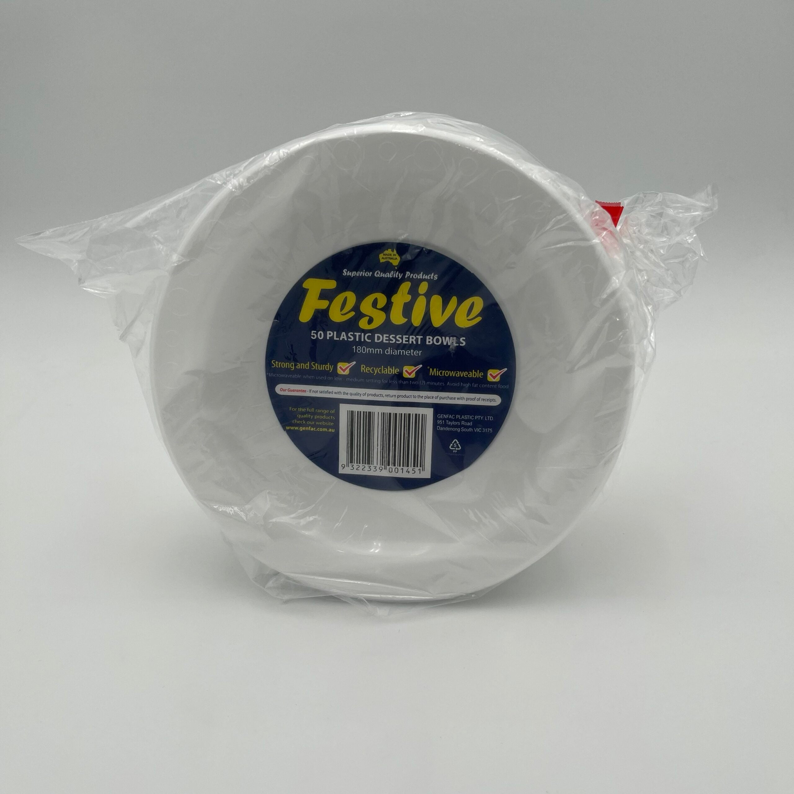 50 Pk White Plastic Dessert Bowls (180mm) image 0