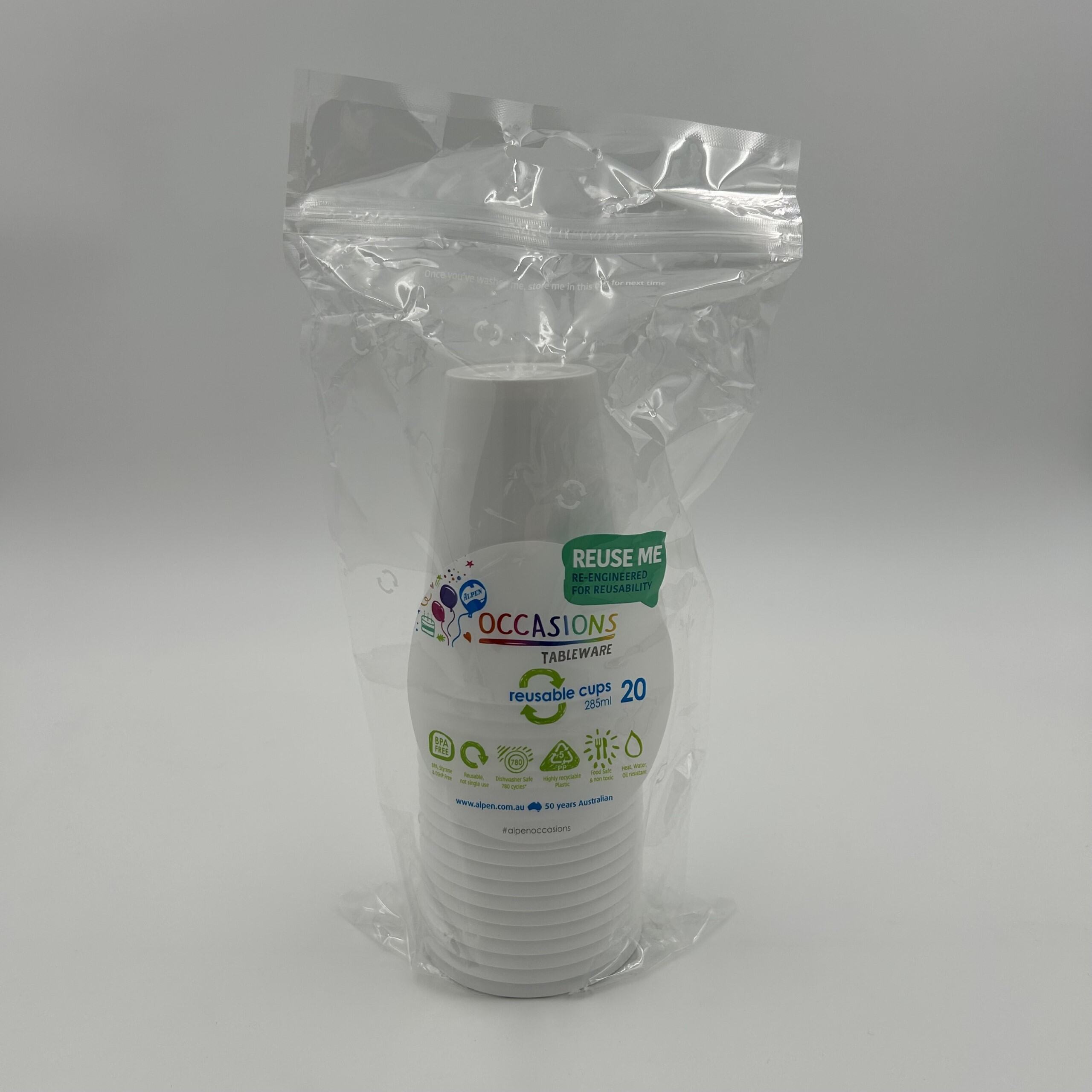 White Plastic Cup 285ml Pack 20 image 0