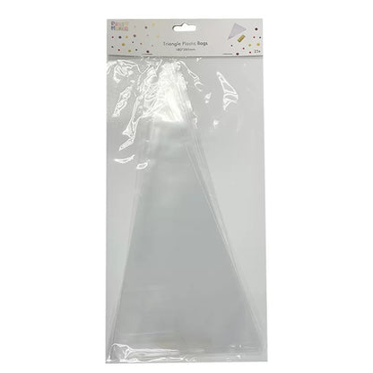 Triangle Plastic Bags With Gold Tie 25pk 18X38cm