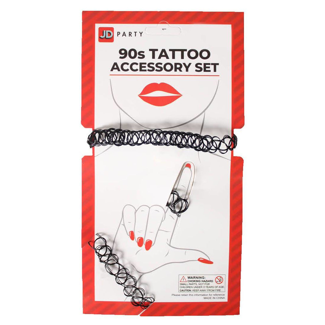90s Tattoo Choker, Ring, Bracelet Set (Plain) image 0