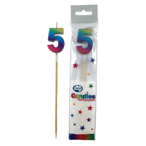 CANDLE RAINBOW METALLIC LONG STICK #5 image 0