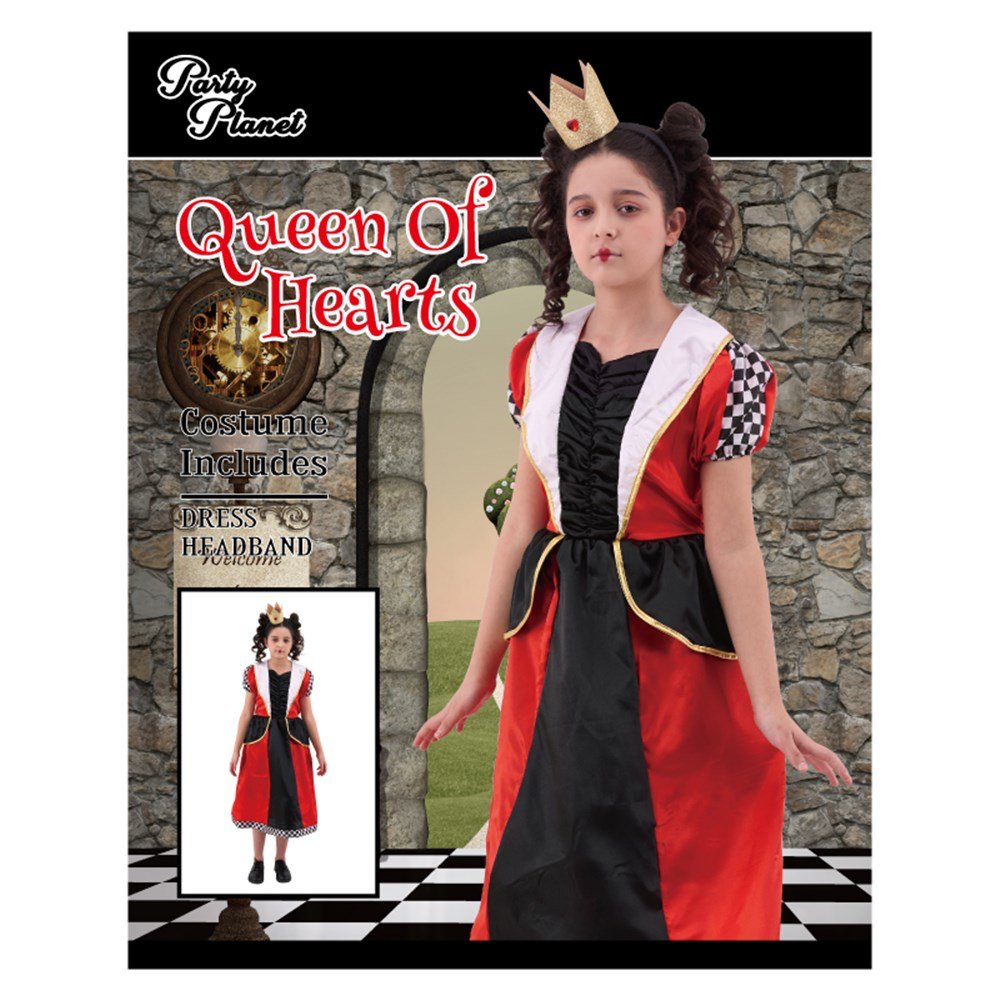 Queen of Hearts Kids Costume Large (H: 128cm W: 56cm) image 0