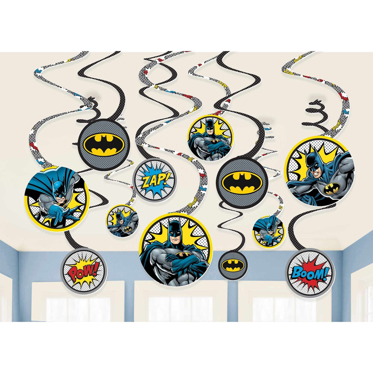 12 Batman Heroes Unite Hanging Spiral Decorations