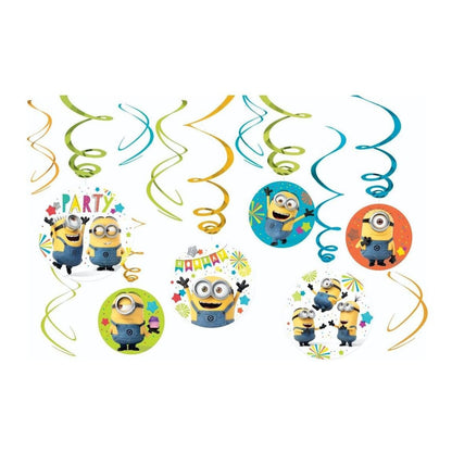 12 Despicable Me 3 Hanging Spiral Decorations