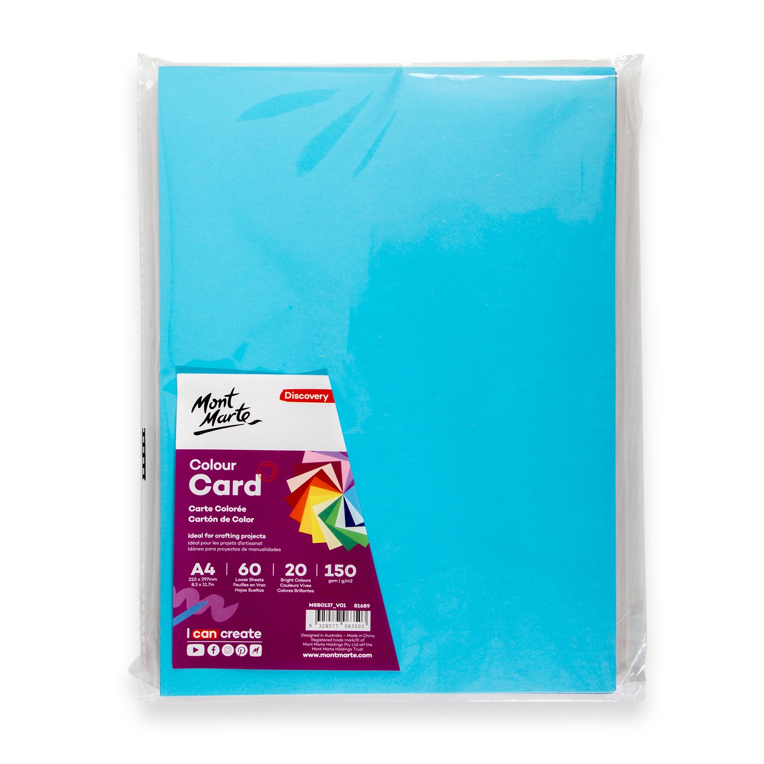 Coloured Card A4 150gsm 60 Sheets image 0
