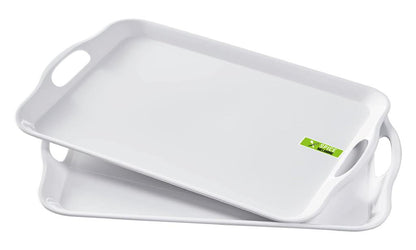 White Melamine Serving Tray W/Handles - 41.3CM x 29CM x 2.5CM