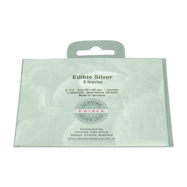 5pk Premium Edible Silver Leaf Transfer 80x80mm image 0