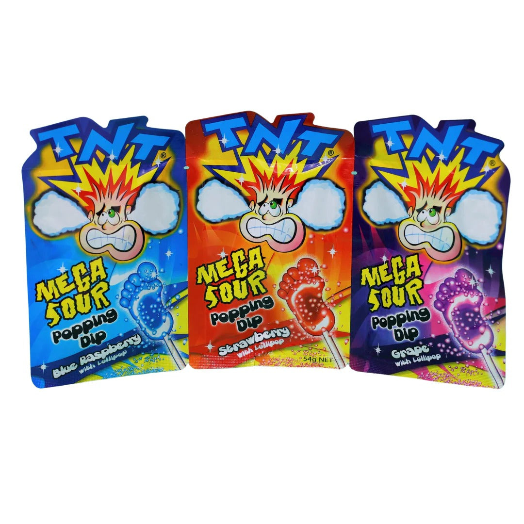 TNT Mega Sour Popping Dip with lollipop 54g