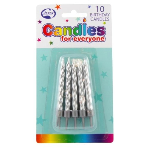 CANDLE B/DAY SILVER 10 WITH HOLDERS image 0