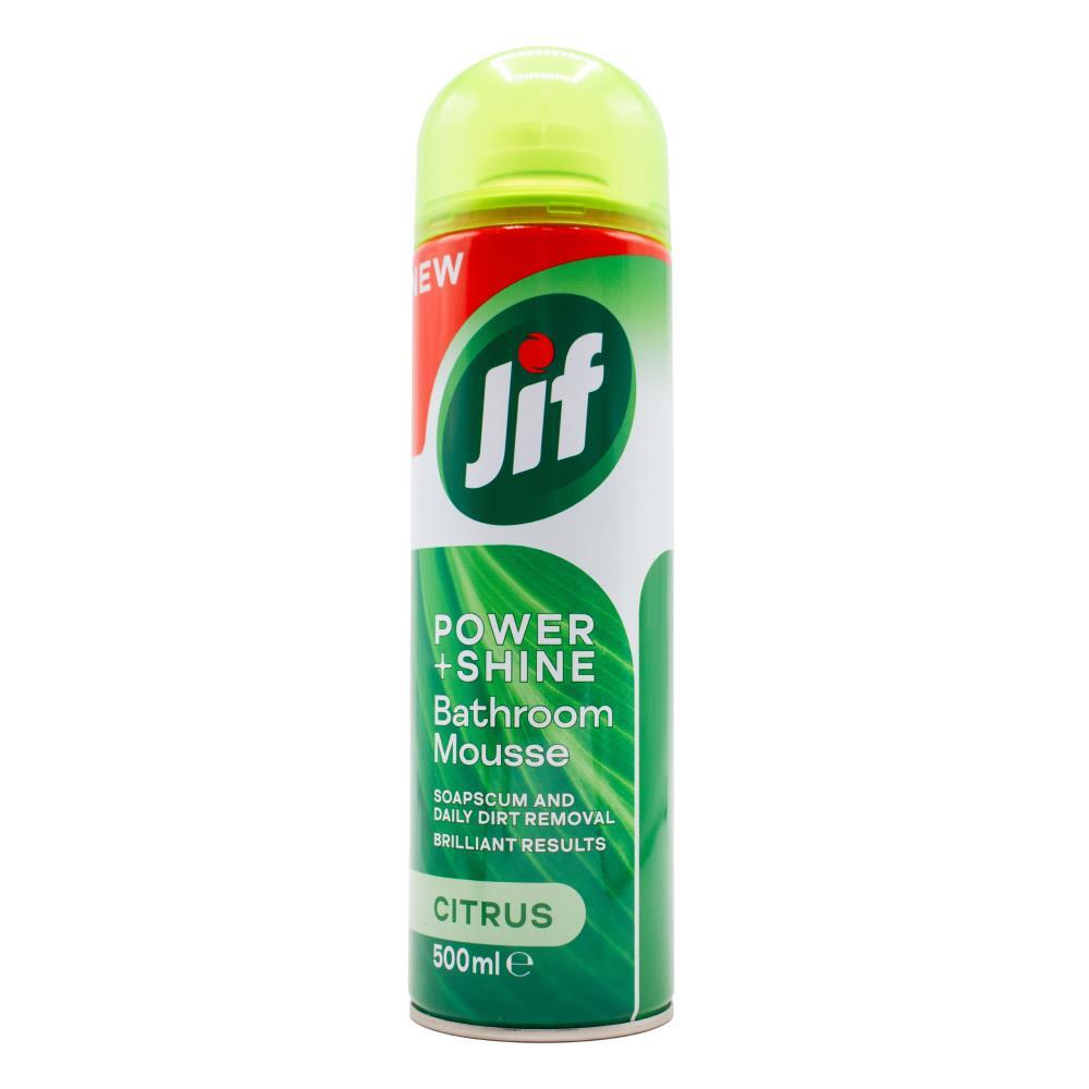 JIF 500ml / 500g BATHROOM POWER AND SHINE MOUSSE SOAP SCUM AND DAILY DIRT REMOVAL CITRUS