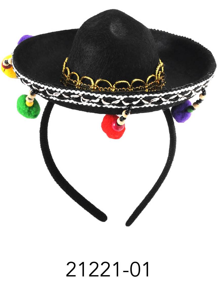 Sombrero Headband with Coloured Pom Poms image 0