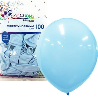 Pastel 30cm Latex Balloons 100pk - Light Blue image 0