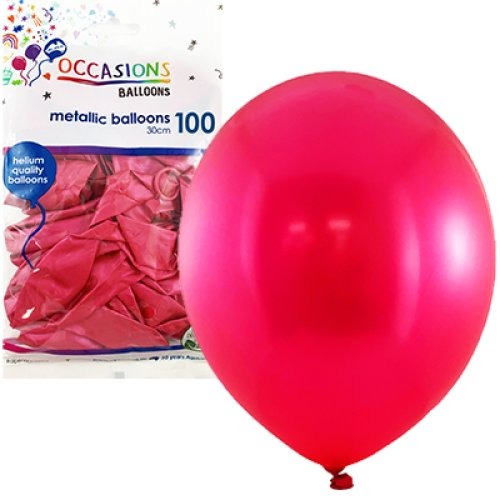 Metallic 30cm Latex Balloons 100pk - Fuchsia image 0