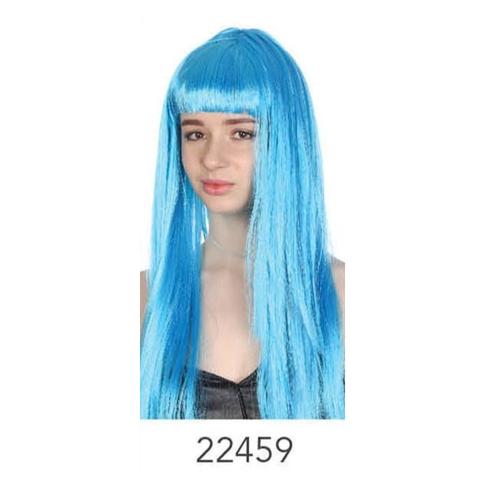 Long Wig with Fringe Light Blue image 0