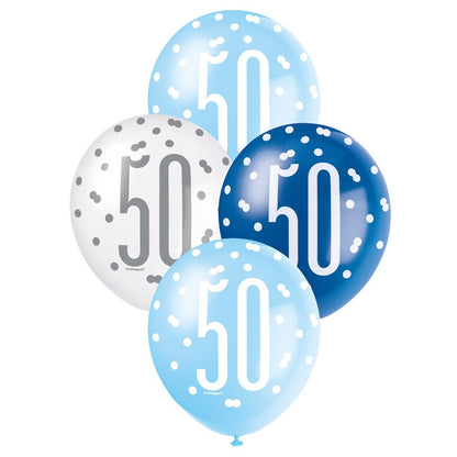 Blue & White Assorted 30cm Latex Balloons - 50 image 0