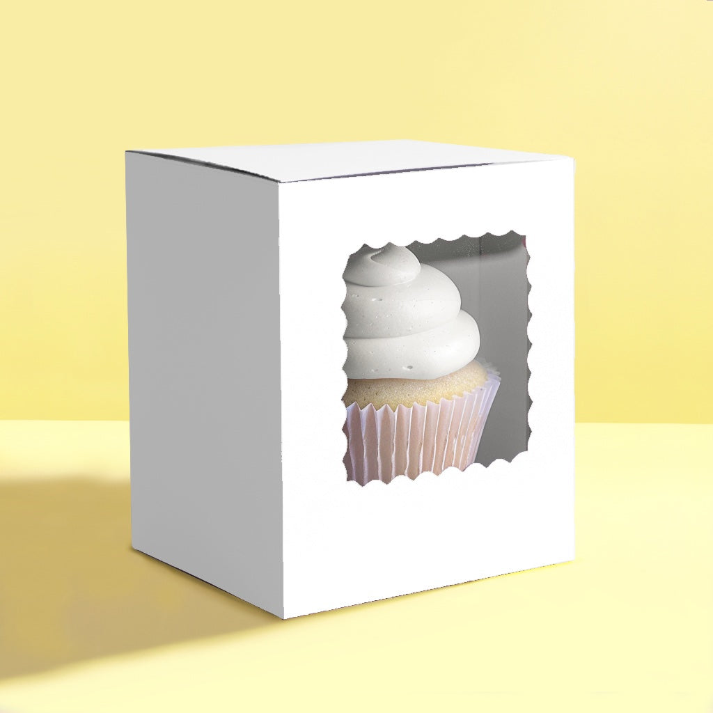 Scalloped Single Cupcake Box (6 pack) - White image 0