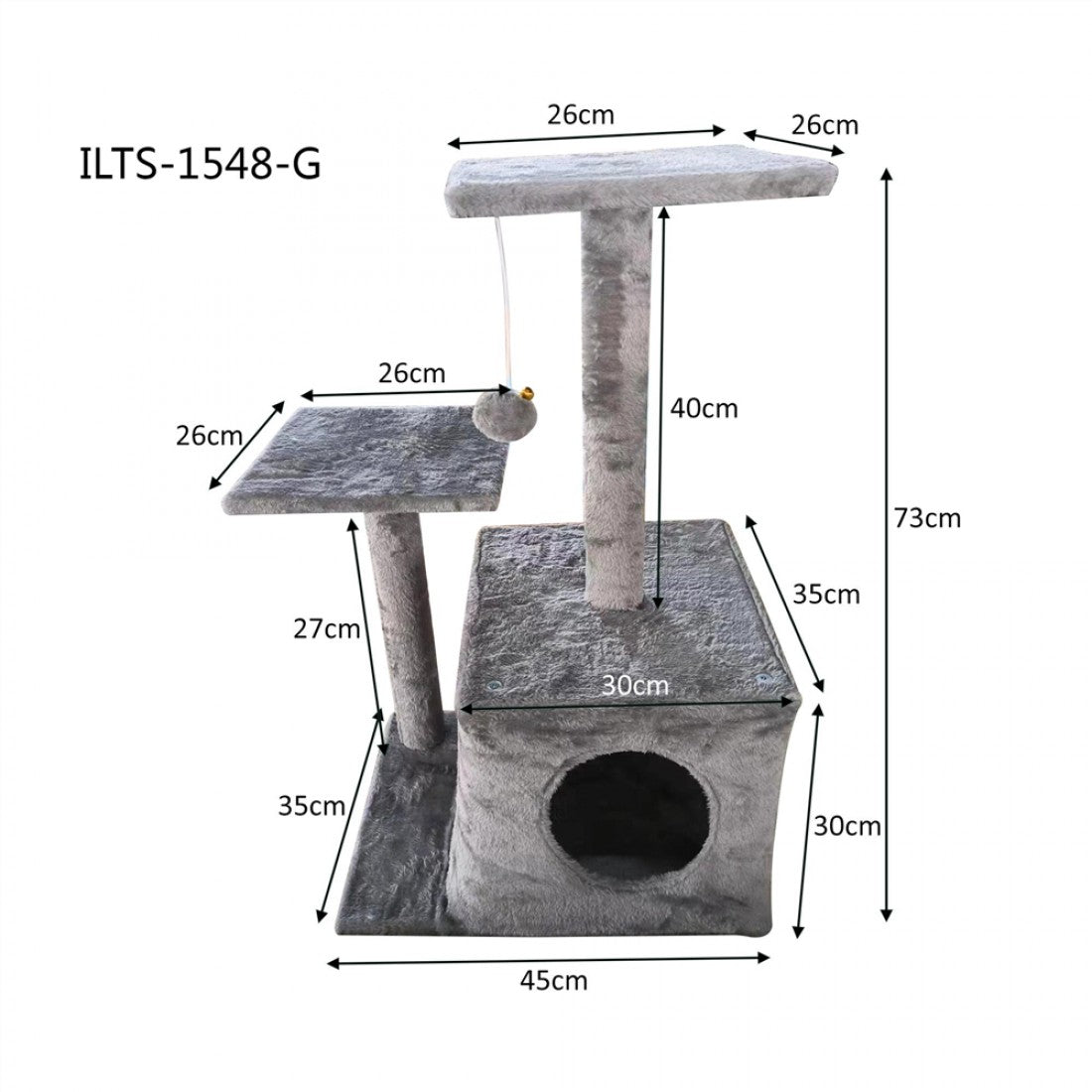 Purrfect Cat Pole 2 Tier 45*35*73cm Grey image 0