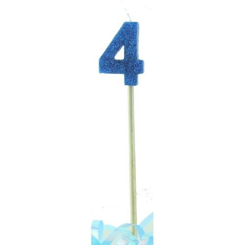 CANDLE BLUE GLITTER LONG STICK #4 image 0