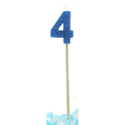 CANDLE BLUE GLITTER LONG STICK #4 image 0