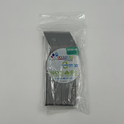 Silver Plastic Fork Pack 20 image 0