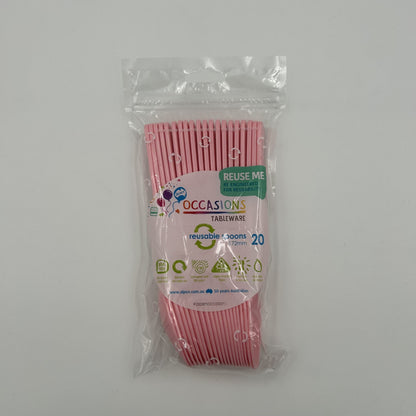 Light Pink Plastic Spoon Pack 20 image 0