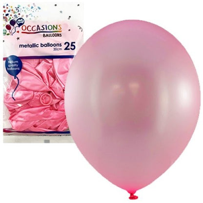 Metallic 30cm Latex Balloons 25pk - Light Pink image 0