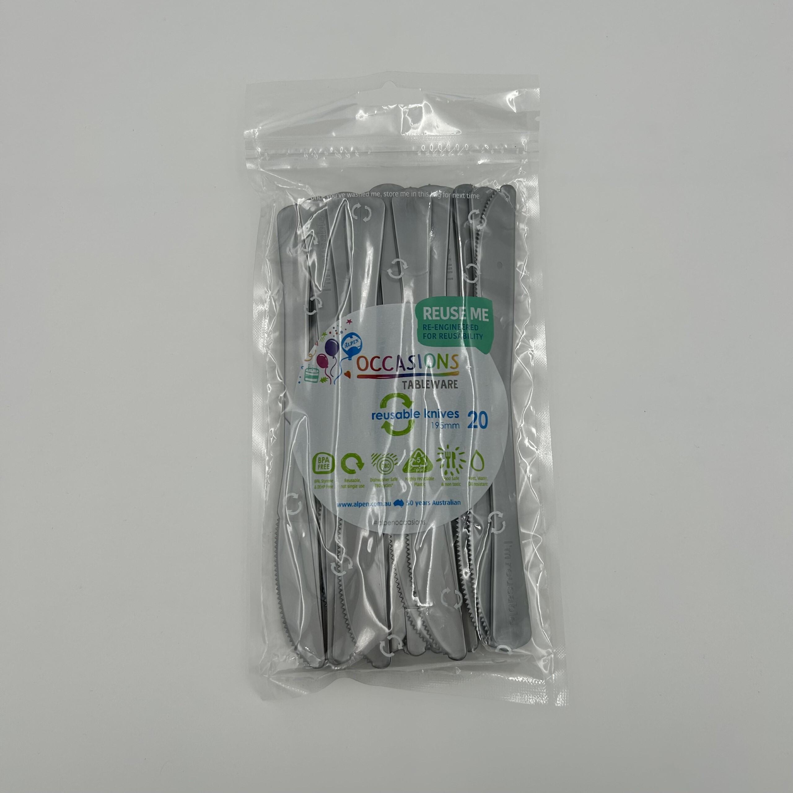 Silver Plastic Knife Pack 20 image 0