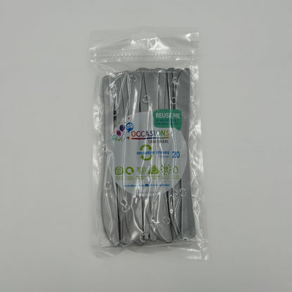 Silver Plastic Knife Pack 20 image 0