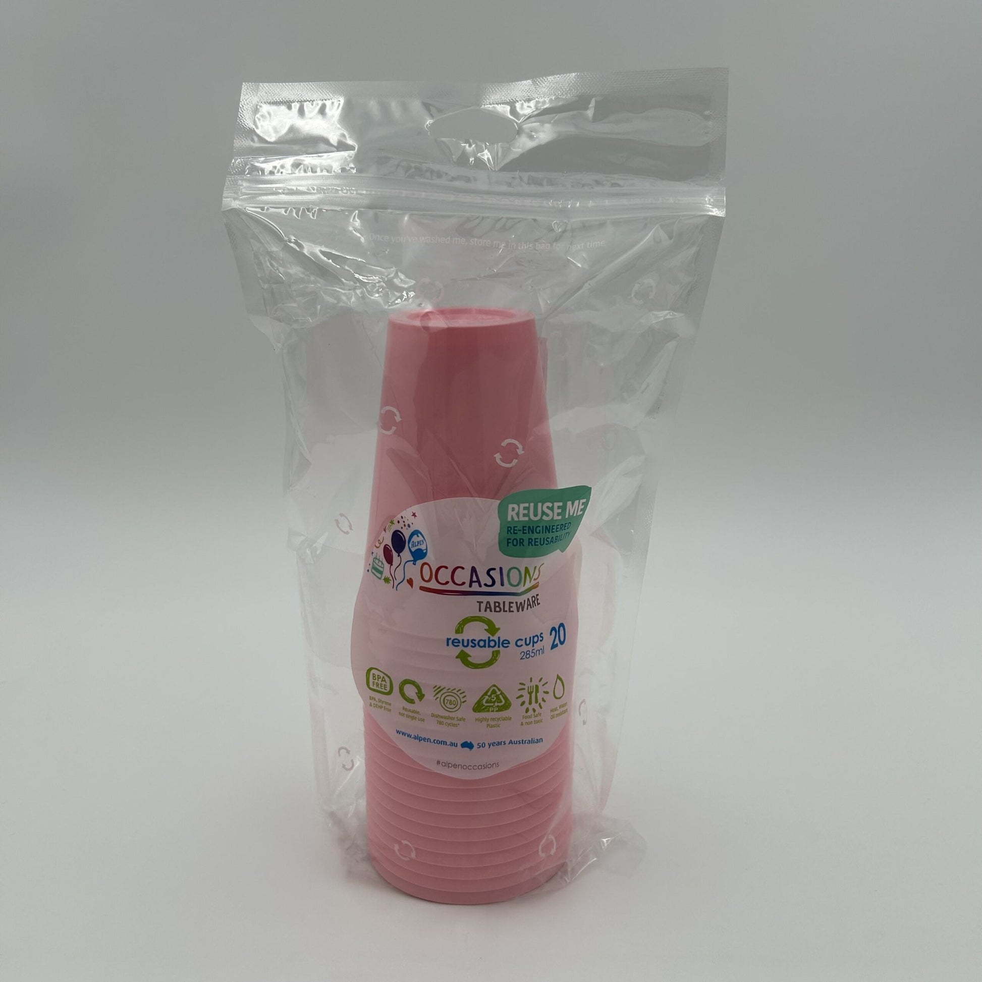 Light Pink Plastic Cup 285ml Pack 20 image 0